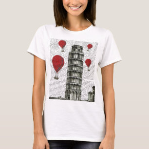 Turm von Pisa und von glühenden Luft-Ballonen T-Shirt