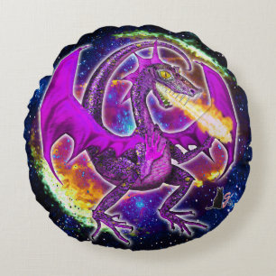 Turmalin Kosmischer Drache Rundes Kissen