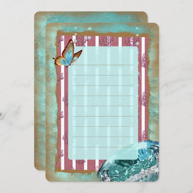 TURMALINE 2 ~ Visitenkarte Einladung (Vorne/Hinten)