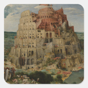 Turmbau zu Babel von Pieter Bruegel dem Älteren Quadratischer Aufkleber