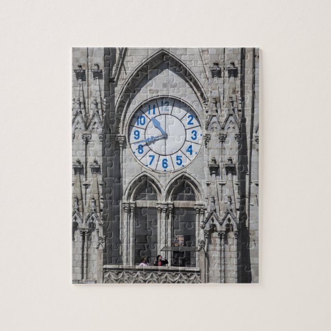 Türme der Uhr in der Basilika, Ecuador Puzzle (Vertikal)