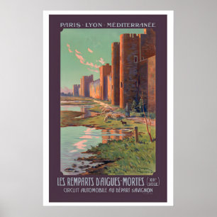 Türme und Mauern von Aigues-Mortes Frankreich Vint Poster