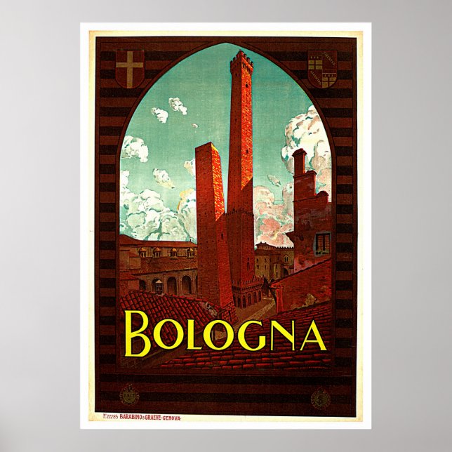 Türme von Bologna Italien Vintag Poster (Vorne)