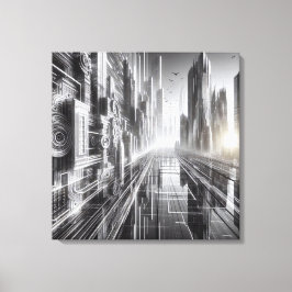 Türme von morgen: Eine Schwarz-Weiß-Metropole Leinwanddruck