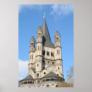 Turmspitze der Kirche Groß St. Martin in Köln Poster