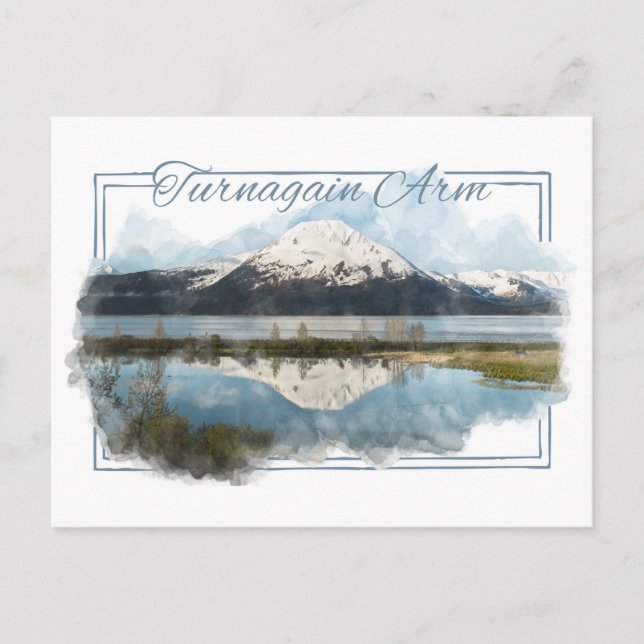 Turnagain Arm Alaskan Wasserfarben Postkarte (Vorderseite)