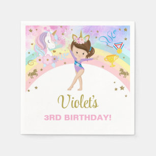 Turnbeauftragtes Mädchen & Einhorn Geburtstag Papi Serviette