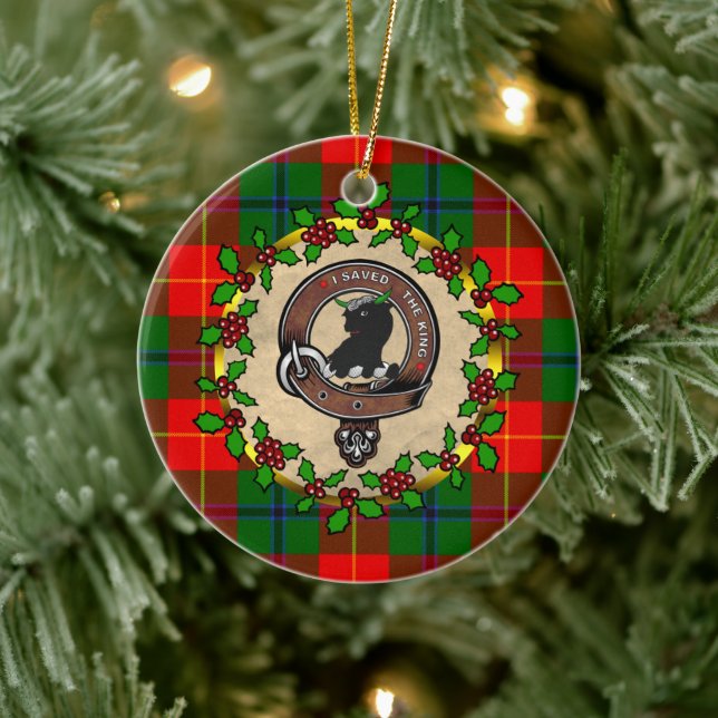 Turnbull Clan Abzeichen&Tartan Personalisiert Weih Keramik Ornament (Baum)