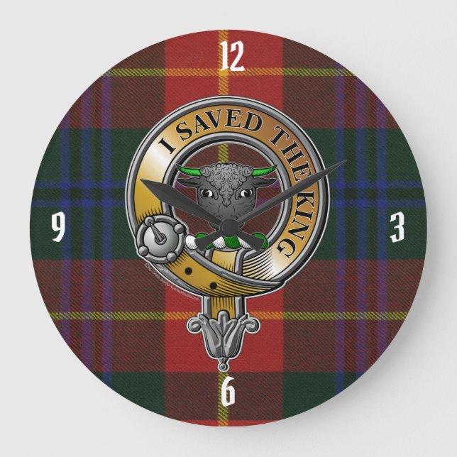 Turnbull Tartan & Abzeichen Große Wanduhr (Vorderseite)