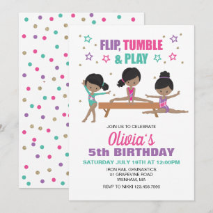 Turnen Flip Tumble & Play Geburtstag Einladung