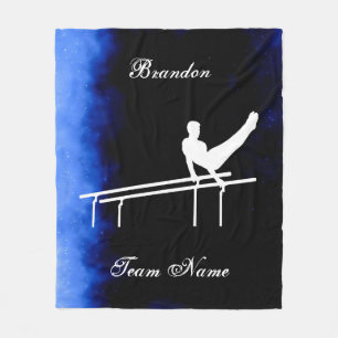 Turnen Jungen Schwarz, Blau, Weiß mit Teamname   Fleecedecke