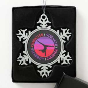 Turnen Mädchen Charakterstärke Mut Schneeflocken Zinn-Ornament