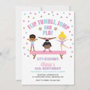 Turnen Pastell Geburtstag Einladung