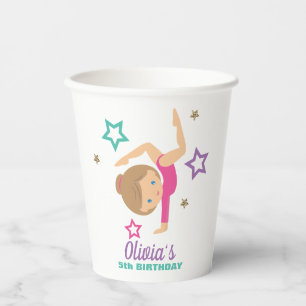 Turnen Pink Lila Türkis Mädchen Geburtstag Pap Pappbecher