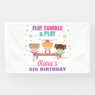 Turnen Rosa Türkis Lila Mädchen Geburtstag Banner