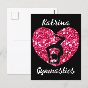 Turnen Schwarz und Hot Pink Personalisiert Postkarte