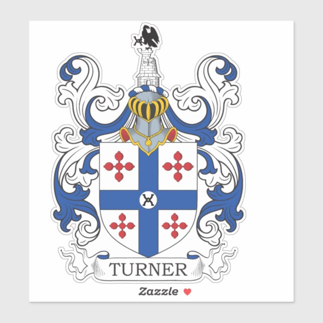 Turner Familienwappen Aufkleber (Blatt)