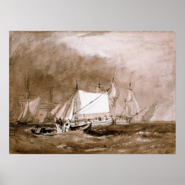 Turner - Schifffahrt mit Fischern Poster (Vorne)