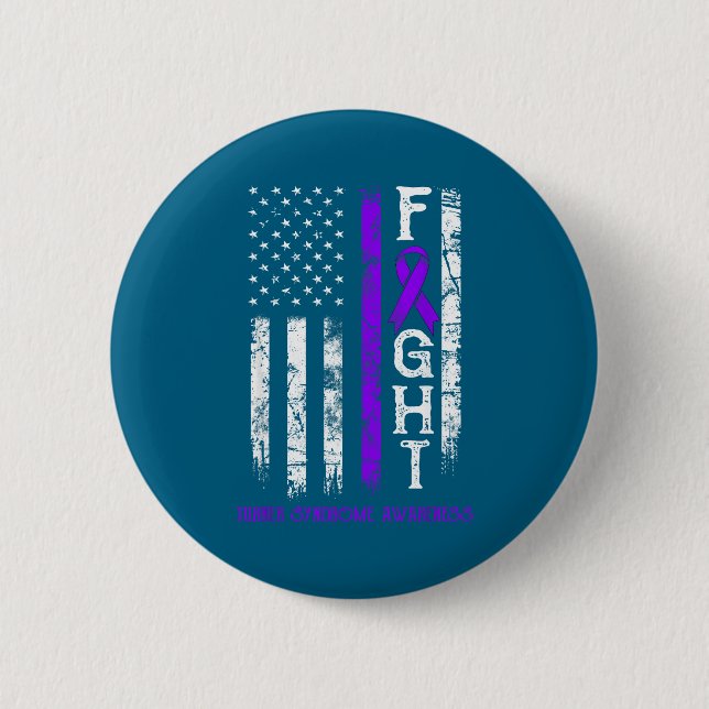 Turner-Syndrom-Krieger US-Flagge  Button (Vorderseite)