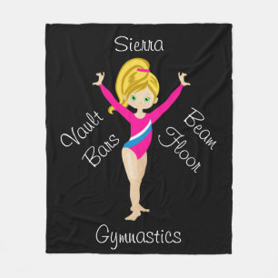 Turnerin Blondine, Grüne Augen, Rosa Leotard Fleecedecke