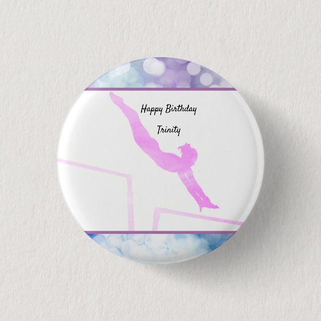 Turngeburtstag Stufenbarren Wasserfarbe Button (Vorderseite)