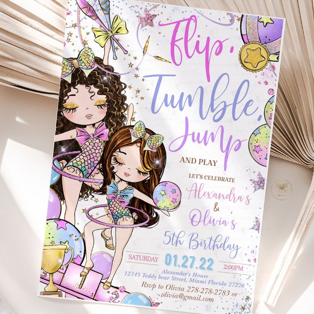 Turngeburtstagsfeier i einladung (Gymnastics birthday party invitation, gymnastics invite, gymnast birthday, pink gymnastics party, ed)