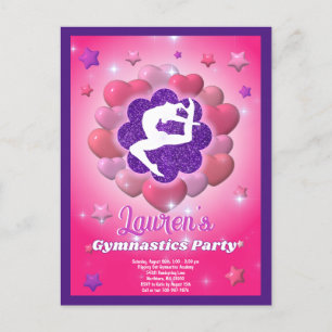 Turngeburtstagsparty Rosa Lila Einladung Postkarte