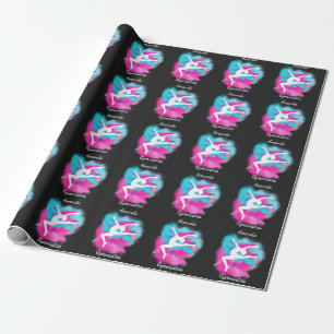 Turnhalle Sprung Pink Blau Farb Bombe mit Namen   Geschenkpapier