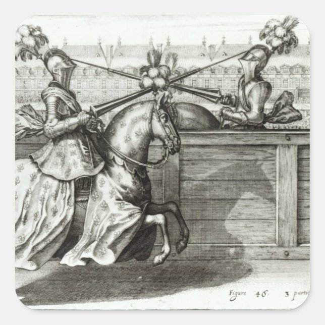 Turnier auf einem Platz Quadratischer Aufkleber (Vorderseite)