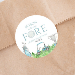 Turning Fore Blue Golf 4. Geburtstag Party Runder Aufkleber