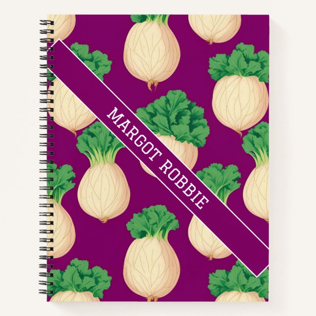 Turnip Retro farbenfrohe Personalisierte Muster Notizbuch (Vorderseite)