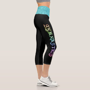 Turnleggin mit Teal-Glanz-Graffiti Capri Leggings