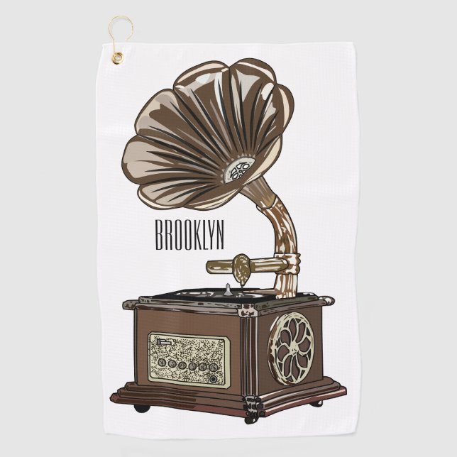 Turntable Cartoon Golfhandtuch (Vorderseite)