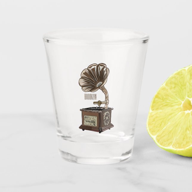 Turntable Cartoon Schnapsglas (Vorderseite)