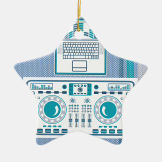 Turntable mit Laptop DJ-Ausrüstung Vektor Keramik Ornament