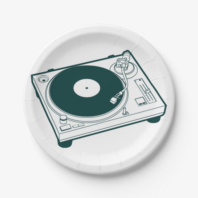 Turntable "Old School Wax" (Vinyl) Pappteller (Vorderseite)