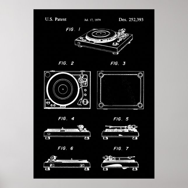 Turntable Record Player Poster-Patent Poster (Vorne)