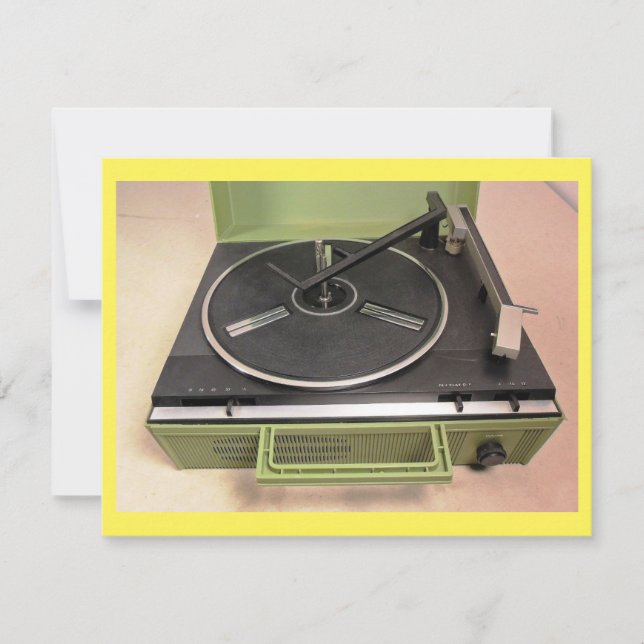 Turntable Record Player Retro Tech Listing Party Einladung (Vorderseite)