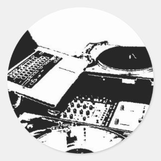 Turntable schwarz-weiß runder aufkleber