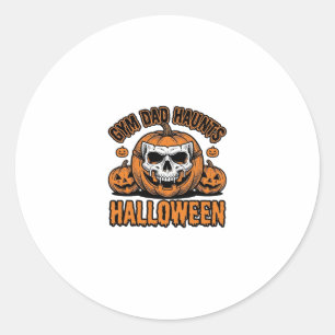 Turnvater Halloween Vintage Kürbis Schädel_1 Runder Aufkleber