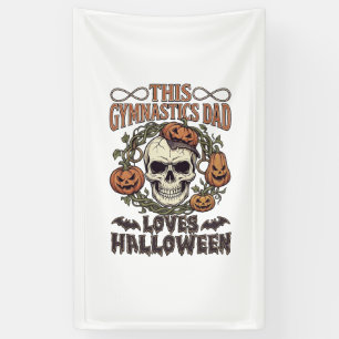 Turnvater liebt Halloween-Schädel-Kürbisse-Flederm Banner