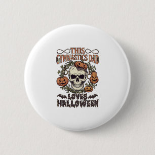 Turnvater liebt Halloween-Schädel-Kürbisse-Flederm Button