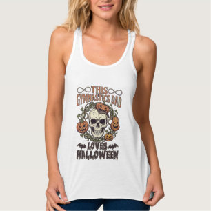 Turnvater liebt Halloween-Schädel-Kürbisse-Flederm Tank Top