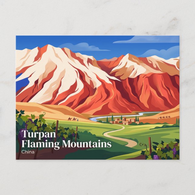 Turpan Flammende Berge China Postkarte (Vorderseite)