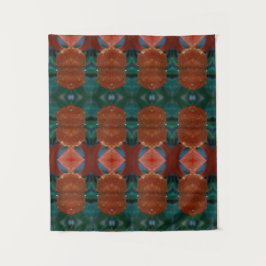 Turq & Coral Ikat Pouf Wandteppich