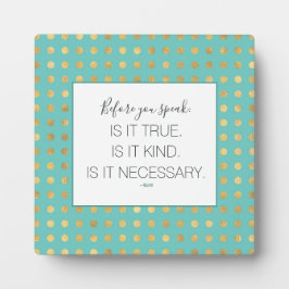 Turqoise Imitate Gold Kind SayTabletop Plaque Fotoplatte