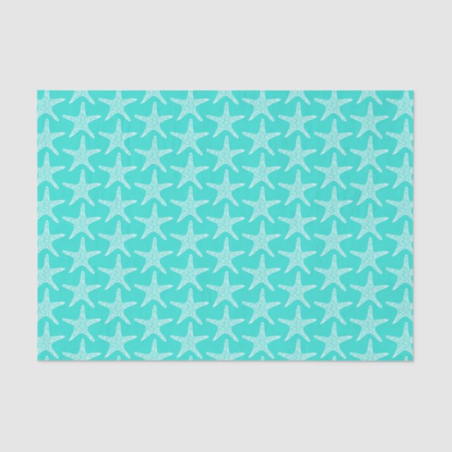 Turqoise Starfish Beach Summer Nautic Pattern Seidenpapier (Vorderseite)