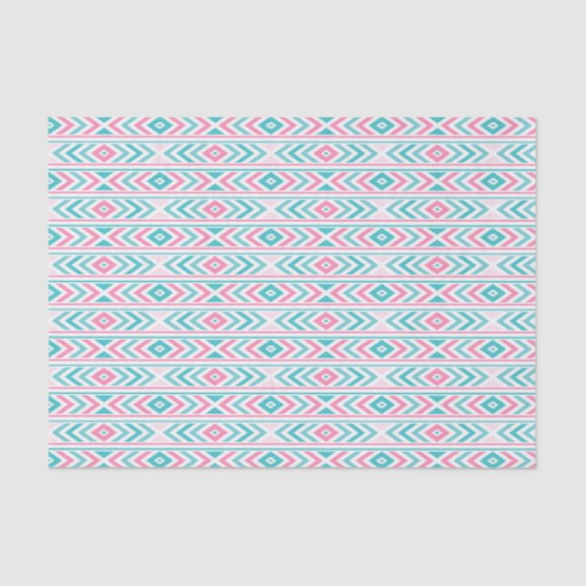 Turqoise und Pink Boho Aztec Muster Seidenpapier (Vorderseite)