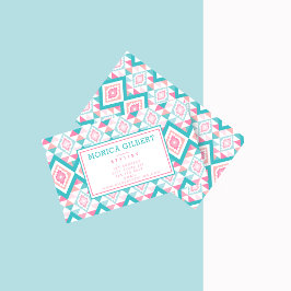 Turqoise und rosa geometrisches Aztekenmuster Visitenkarte