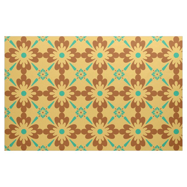 Turqouise Brown and Yellow Spanish Tile Muster Stoff (Fat Quarter (45,7 x 55,9 cm))